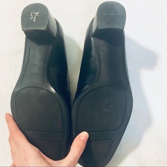 Life Stride Black Leather Block Heel Slip On Jungle Loafers Sz 7W - Picture 5 of 8